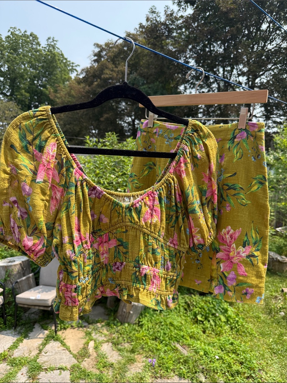 Billabong Laylow Olive Floral Crop Top & Mini Skirt Matching Set - Medium NWT/EU
